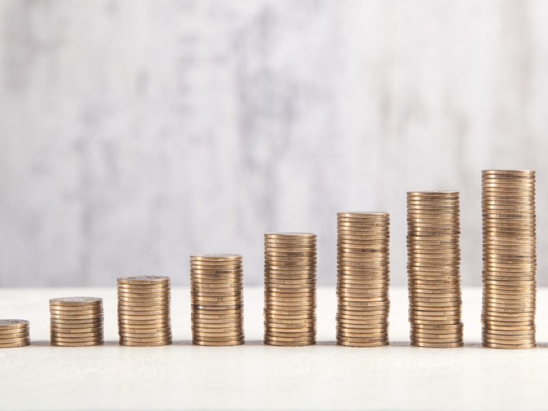 Stack of coins on the desk. Business. Finance