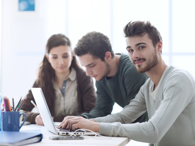 Group of students networking