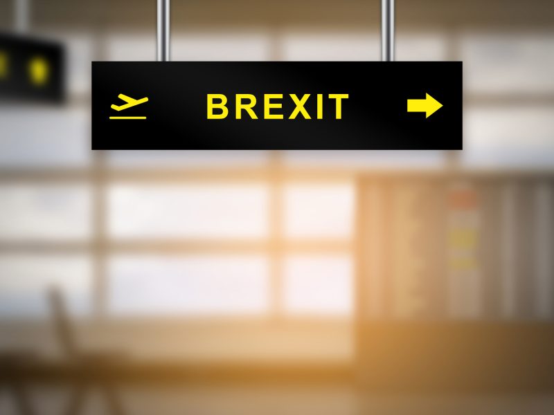 brexit or british exit on airport sign board