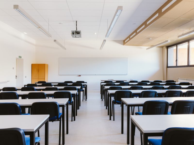 Empty classroom in education university