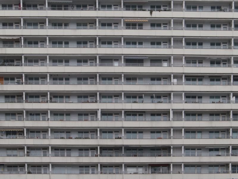 Balconies of grey building