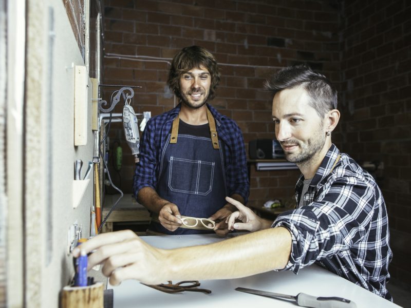 Two young males in workshop