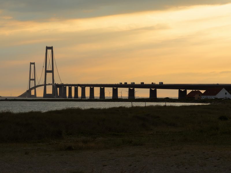 Storebæltsbroen bridge during sunset