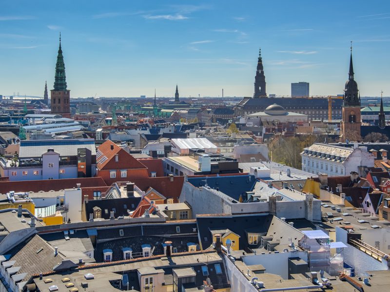 Copenhagen city skyline in Copenhagen, Denmark