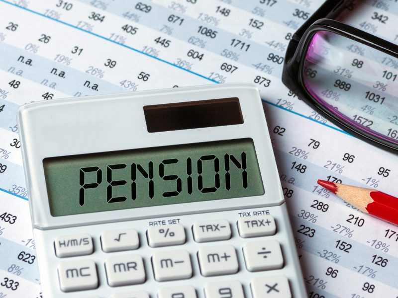 pension concept shown on calculator